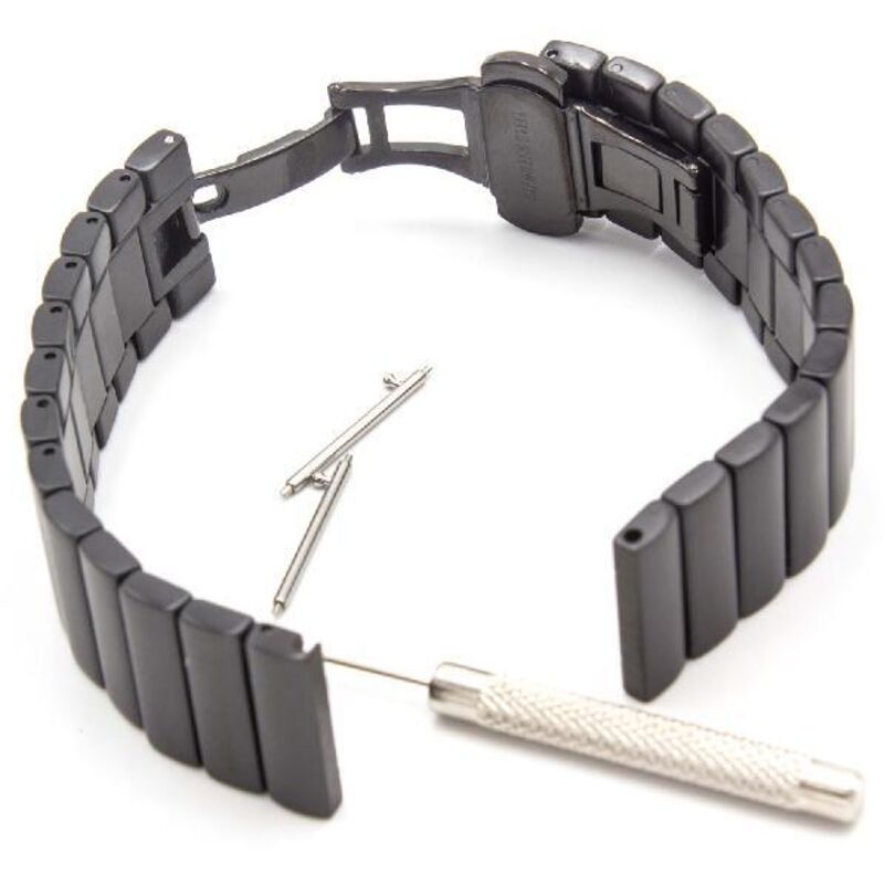 

Brazalete, correa compatible con Samsung Gear S2, SM-R732, SM-R735 smartwatch - 17,5 cm acero inoxidable negro - Vhbw