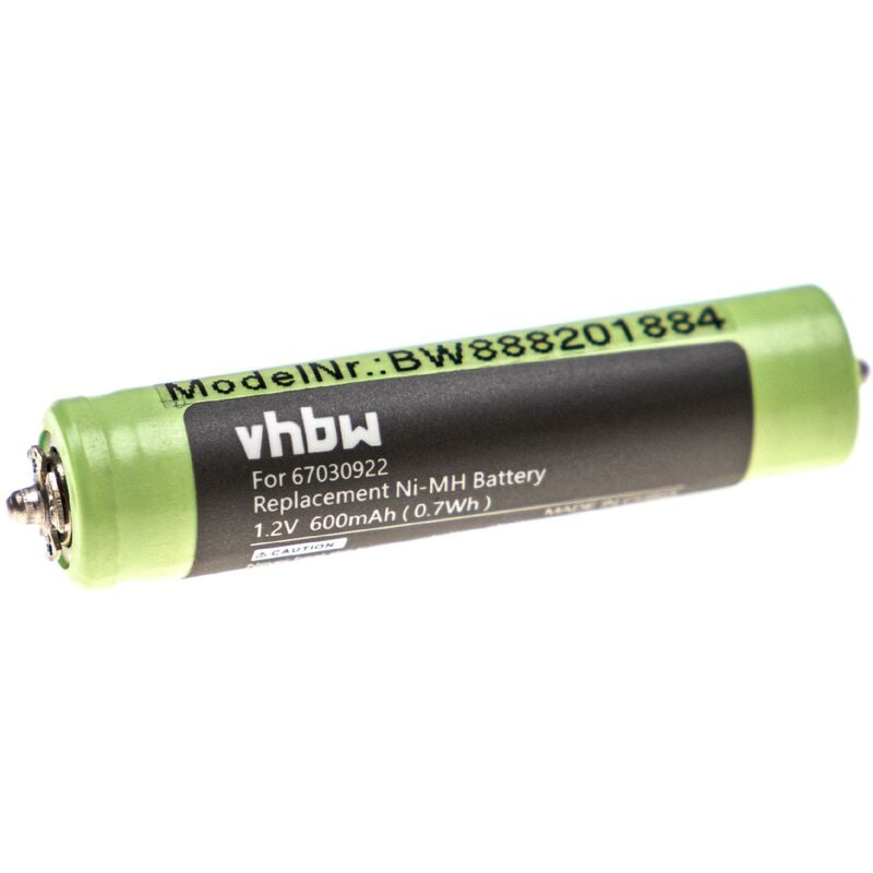 Vhbw - Replacement Battery compatible with Braun Cruzer1 2675, Cruzer2 2776, Cruzer2 2778 Electric Razor Hair Clippers (600mAh, 1.2 v, NiMH)