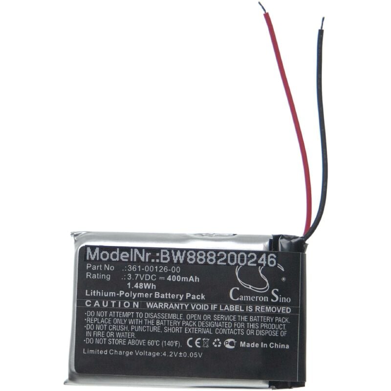 Vhbw - Replacement Battery compatible with Garmin 010-02357-00 Smartwatch Watch Fitness Bracelet (400mAh, 3.7V, Li-Polymer)