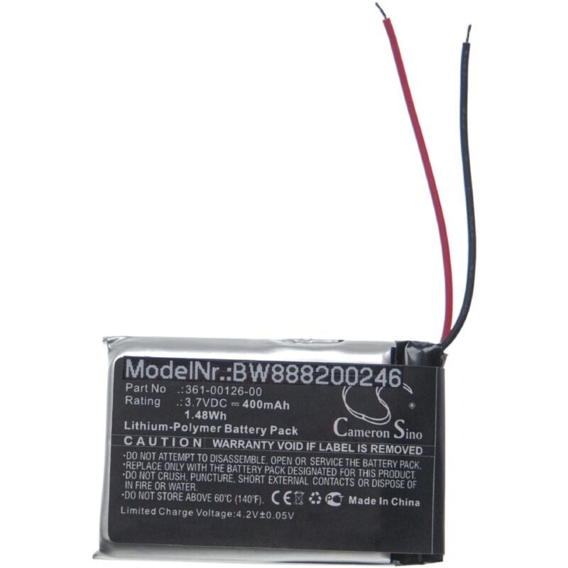 Vhbw - Replacement Battery compatible with Garmin Tactix Delta Smartwatch Watch Fitness Bracelet (400mAh, 3.7V, Li-Polymer)