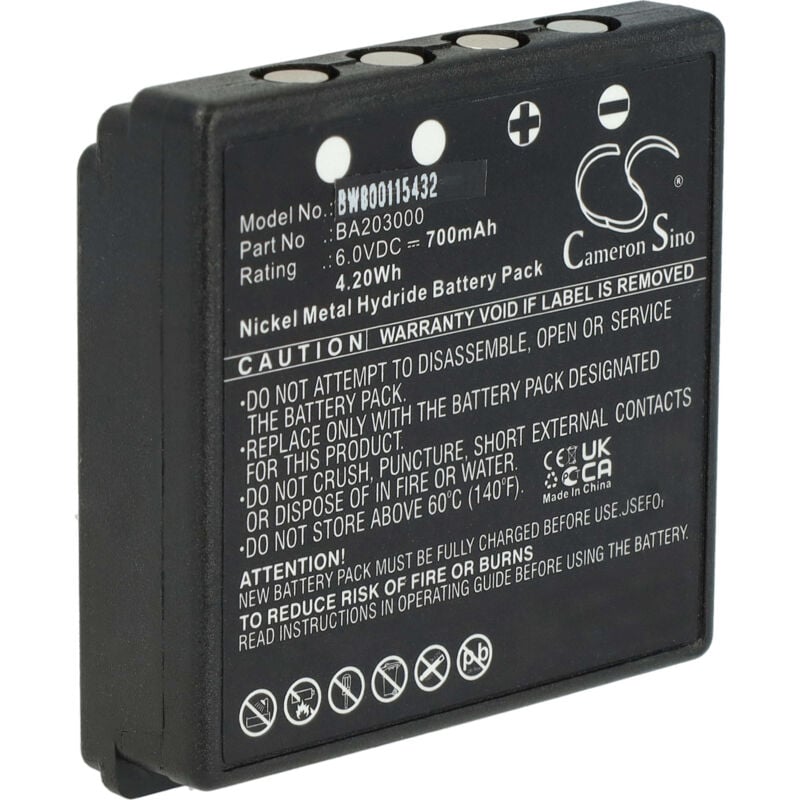 Battery compatible with hbc Linus 4, 6 Industrial Radio Remote Control (700mAh, 6 v, NiMH) - Black - Vhbw