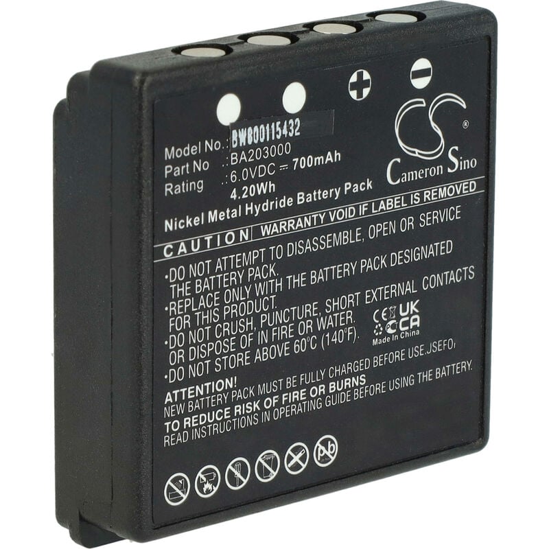 Battery compatible with hbc Micron 4, 6 Industrial Radio Remote Control (700mAh, 6 v, NiMH) - Black - Vhbw