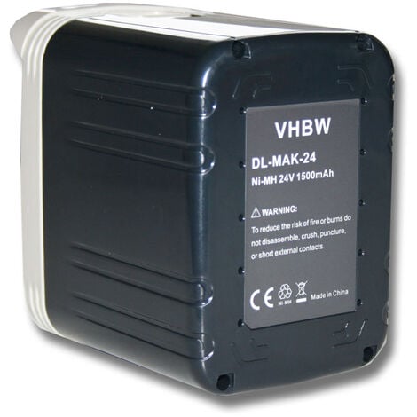 vhbw Replacement Battery compatible with Makita BHP460SJE, BHP460WA, BHP460WAE, BHR200, BHR200SAE Electric Power Tools (1500 mAh, NiMH, 24 V)