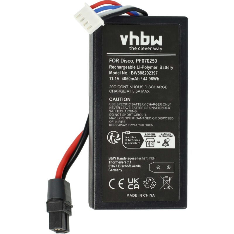 Vhbw - Replacement Battery compatible with Parrot Disco Drone Multicopter Quadrocopter (4050mAh, 11.1V, Li-Polymer)