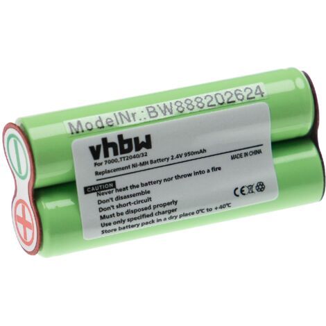 vhbw Replacement Battery compatible with Philips Bodygroom BG2040/34, Series 3000, Series 5000 Electric Razor Hair Clippers (950mAh, 2.4V, NiMH)