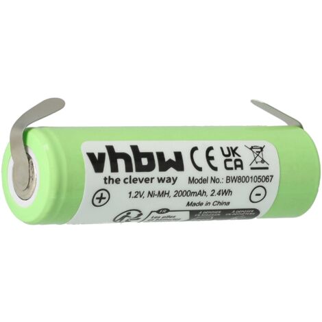 vhbw Replacement Battery compatible with Philips Norelco HP6327, HP6336/A, HP6337, HP6337/A Electric Razor Hair Clippers 2000mAh, 1,2V, NiMH
