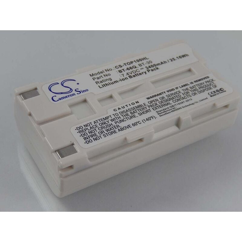 Replacement Battery compatible with Topcon Field Controller FC100, FC-100, FC120, FC-120, FC200, FC-200 Measuring Devices (3400mAh, 7.4V, Li-Ion)