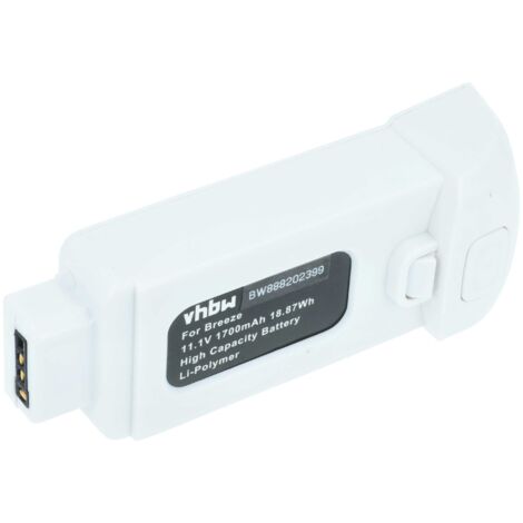 vhbw Replacement Battery compatible with Yuneec Breeze, Breeze 4K Drone Multicopter Quadrocopter (1700mAh, 11.1V, Li-Polymer)