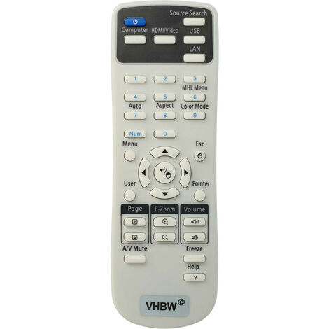 vhbw Replacement Remote Control compatible with Epson PowerLite Home Cinema 640, PowerLite Home Cinema 740HD, VS240 Projector - Spare Remote Control