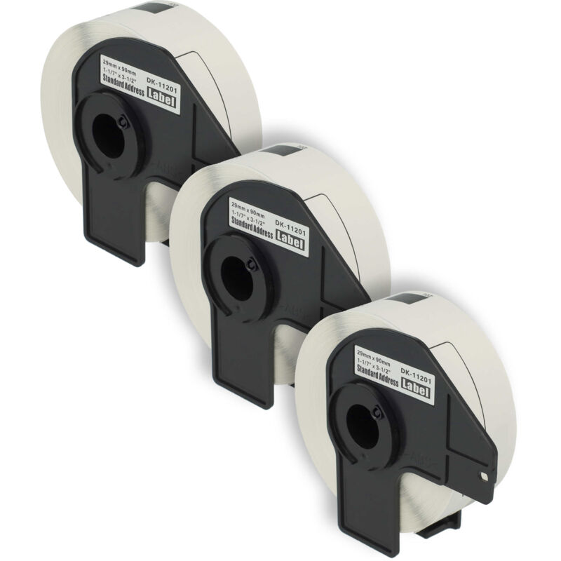 Rouleaux d'étiquettes, lot de 3x pièces 29mm x 90mm compatible avec Brother pt QL-800, QL-820NWB, QL-810W, QL720NW imprimante d'étiquettes - Vhbw