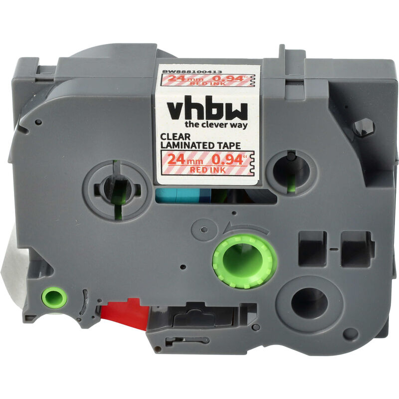 Vhbw - 1x Schriftband-Kassette kompatibel mit Brother pt 2480, 2610, 2470, 2700, 2460, 2450DX, 2500PC, 2600 Etiketten-Drucker 24mm Rot auf Transparent