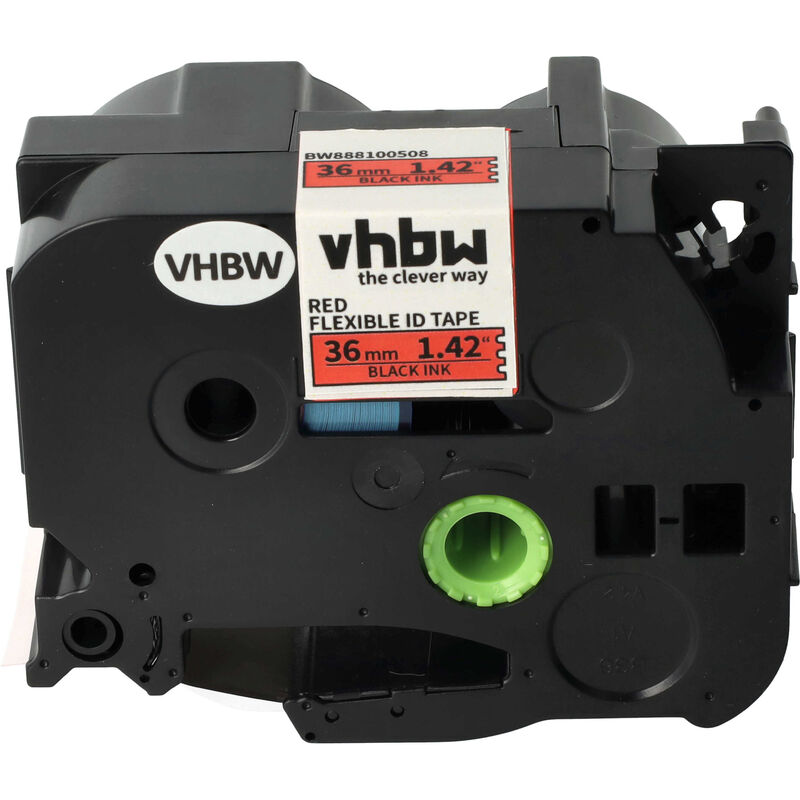 Vhbw - 1x Schriftband-Kassette kompatibel mit Brother pt RL700S, P950W Etiketten-Drucker 36mm Schwarz auf Rot, Flexibel