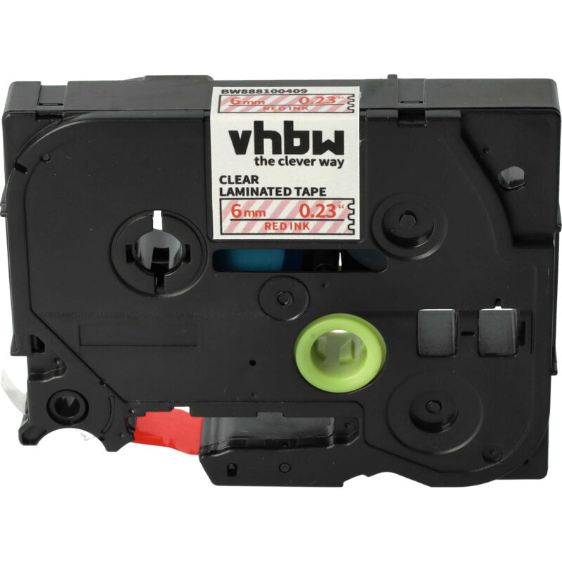 Vhbw - 1x Schriftband-Kassette kompatibel mit Brother pt 1010NB, 1010NB, 1010R1, 1080BTS, 1080SBT, 1080 Etiketten-Drucker 6mm Rot auf Transparent
