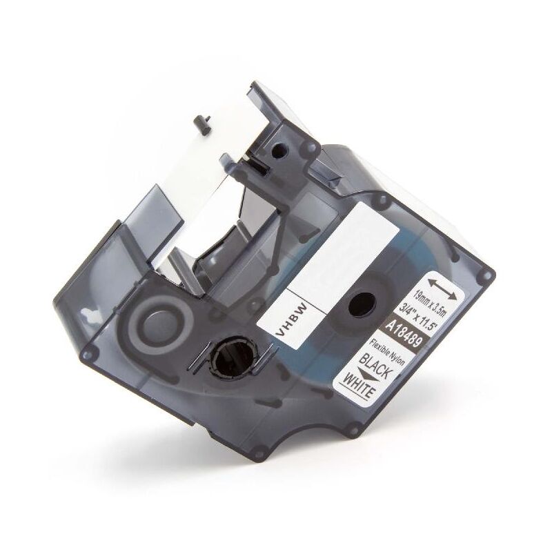 vhbw Schriftband-Kassette kompatibel mit Tyco T107M Etiketten-Drucker 19mm Schwarz auf Weiß, Nylon
