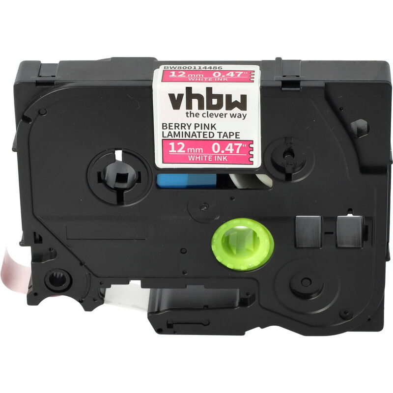 Vhbw - 1x Schriftband-Kassette kompatibel mit Brother pt 2100VP, 2100, 2030, 220, 2030AD, 2030VP, 210, 210E, 2110 Etiketten-Drucker 12mm Weiß auf Rosa
