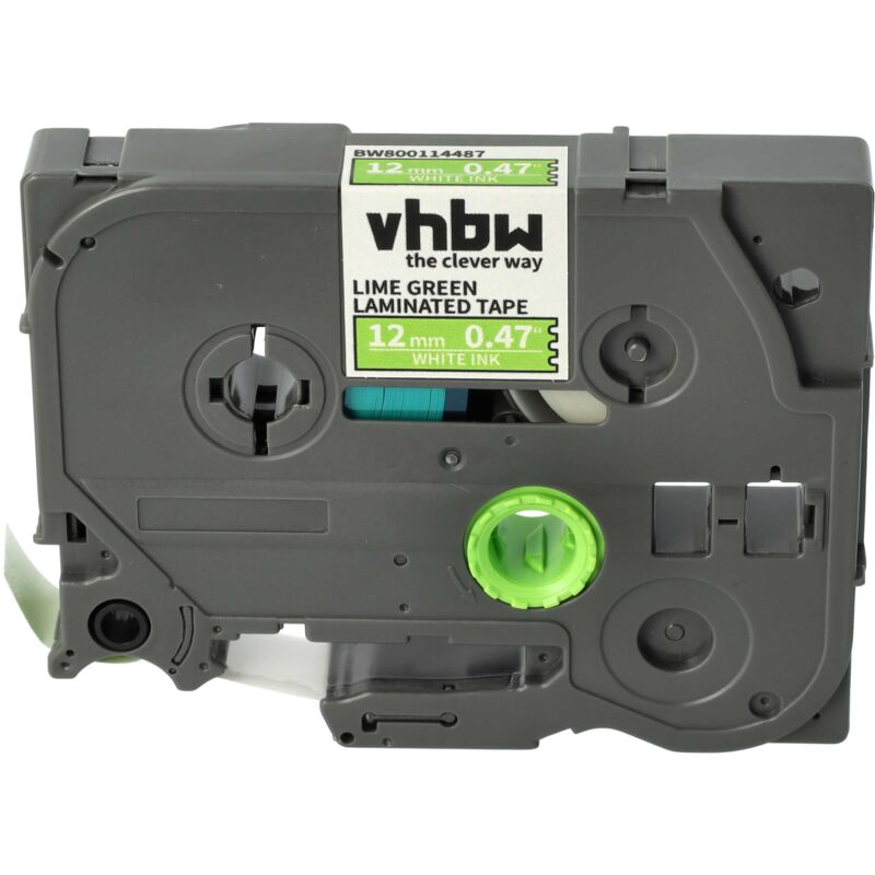 Vhbw - 1x Schriftband-Kassette kompatibel mit Brother pt P700, H105, H300, H300LI, H75, H75S, H100R Etiketten-Drucker 12mm Weiß auf Hellgrün