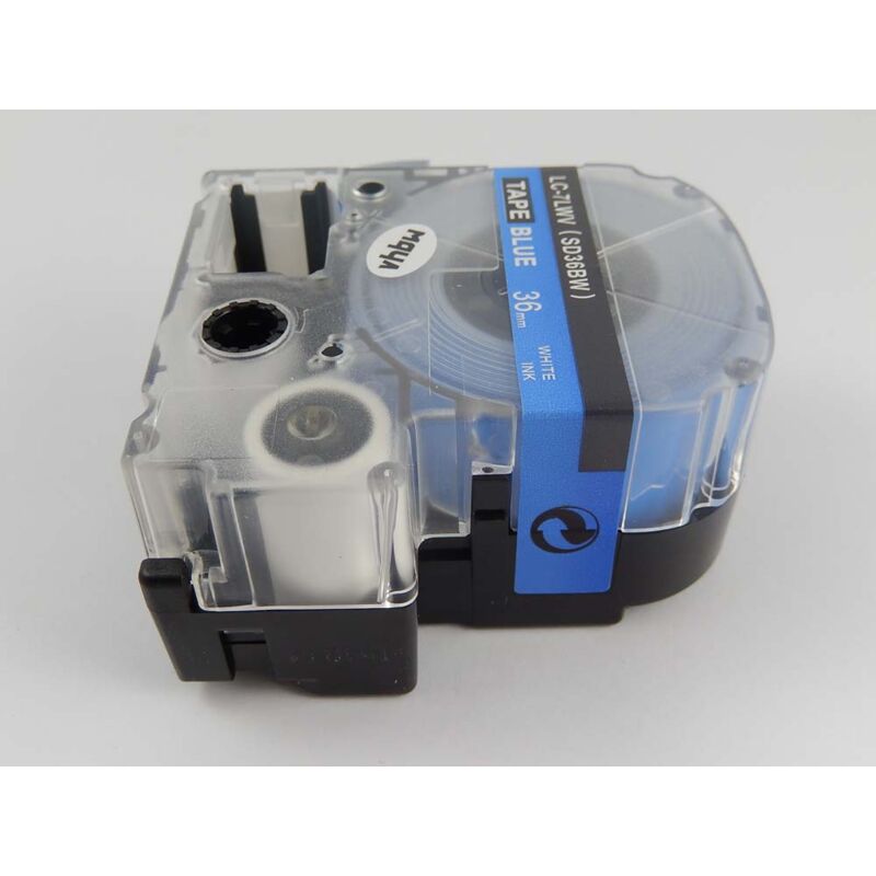 Vhbw - Schriftband-Kassette kompatibel mit KingJim SR3900C, SR3900P, SR750, SR950 Etiketten-Drucker 8mm Weiß auf Blau