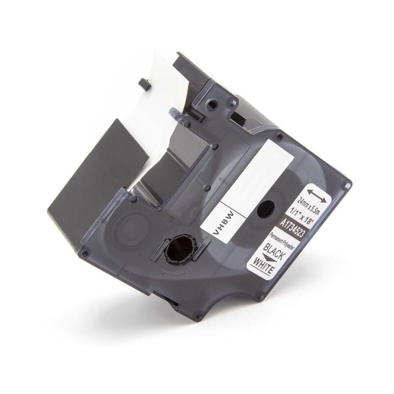 Vhbw - Schriftband-Kassette kompatibel mit Tyco T107M Etiketten-Drucker 5,5m x 24mm Schwarz auf Weiß, Polyester