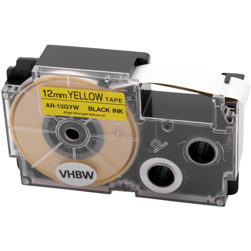Vhbw - Schriftband Kassette schwarz auf gelb kompatibel mit Casio KL-300, KL-60, KL-7000, KL-70E, KL-750E, KL-780, KL-8100 Etiketten-Drucker 12mm