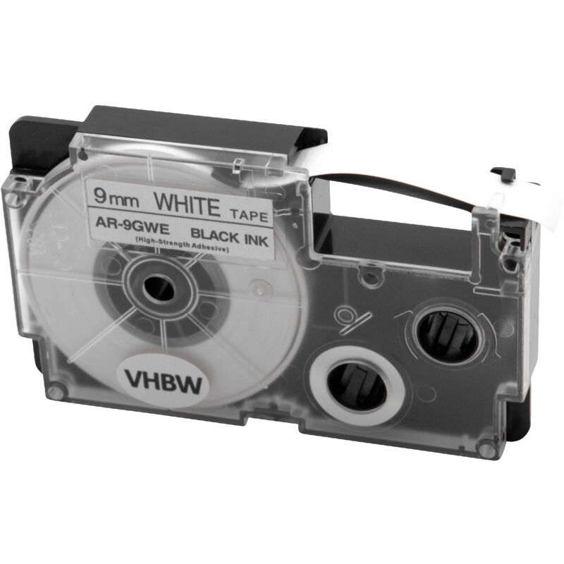 Vhbw - Schriftband-Kassette kompatibel mit Casio KL-200E, KL-300, KL-60, KL-7000, KL-70E, KL-7200, KL-7400 Etiketten-Drucker 5,5m x 9mm Schwarz auf