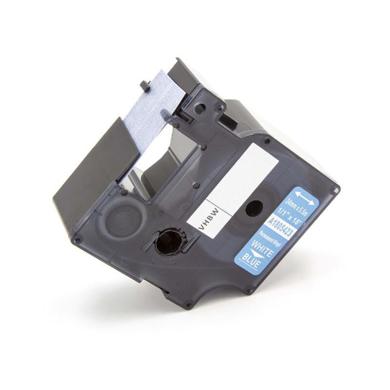 Vhbw - Schriftband-Kassette kompatibel mit Tyco T107M Etiketten-Drucker 24mm Weiß auf Blau, Vinyl