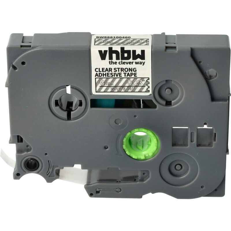 Vhbw - Schriftband-Kassette kompatibel mit Brother pt 1250, 1200S, 1230PC, 1200P, 1250J Etiketten-Drucker 6mm Weiß auf Transparent Extra Stark