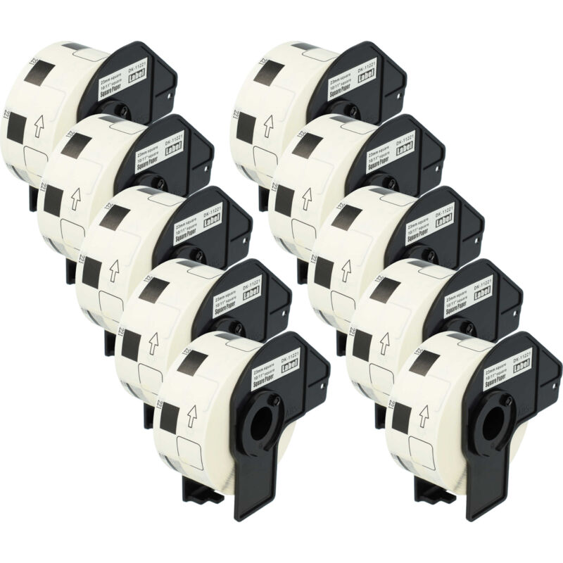 Vhbw - 10x Label Roll with Holder 23mm x 23mm (1000 Label) compatible with Brother pt QL-500 Label Maker - Premium White