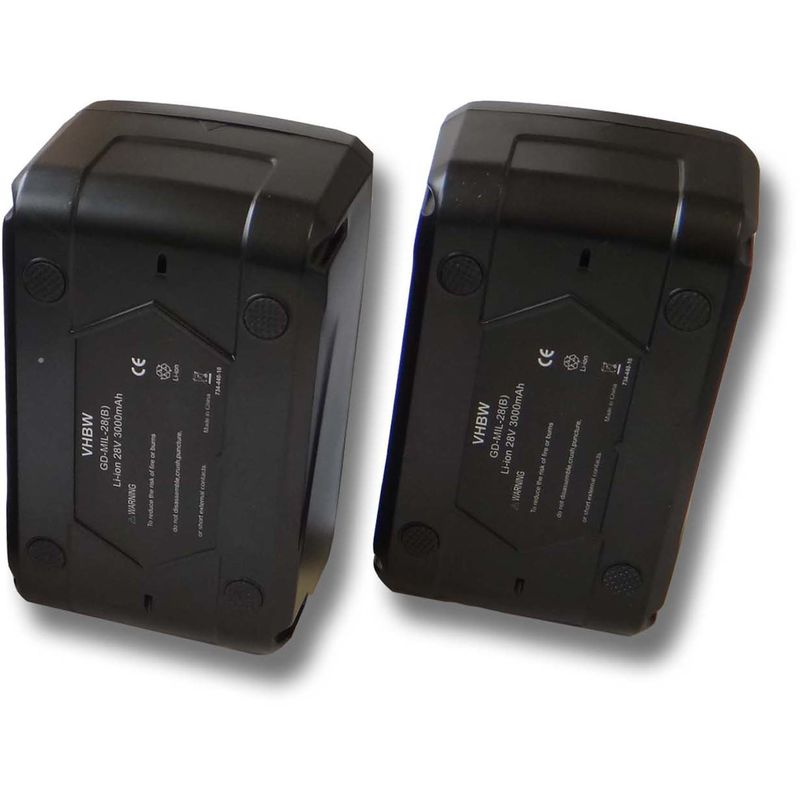 

set 2x batería Li-Ion 3000mAh (28V) para herramientas Milwaukee V28 H martillo perfonador a batería etc. y 48-11-1830, 48-11-2830, 48-11-2850. - Vhbw