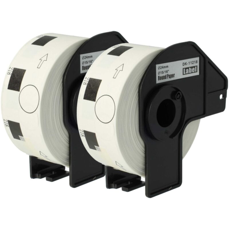 Vhbw - 2x Label Roll with Holder 24mm (1000 Label) compatible with Brother pt QL-560, QL560VP, QL-570 Label Maker - Premium White