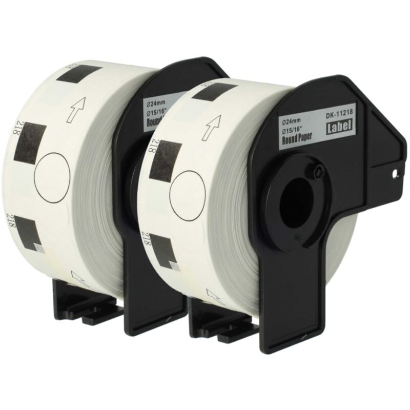 Vhbw - 2x Label Roll with Holder 24mm (1000 Label) compatible with Brother pt QL-580N, QL-650, QL-580 Label Maker - Premium White