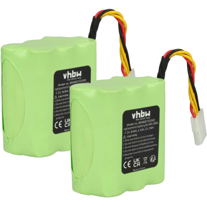 Image of Set 2x Ni-MH batteria 3500mAh (7.2V) per attrezzi Neato xv Essential sostituisce 945-0005, 945-0006. - Vhbw