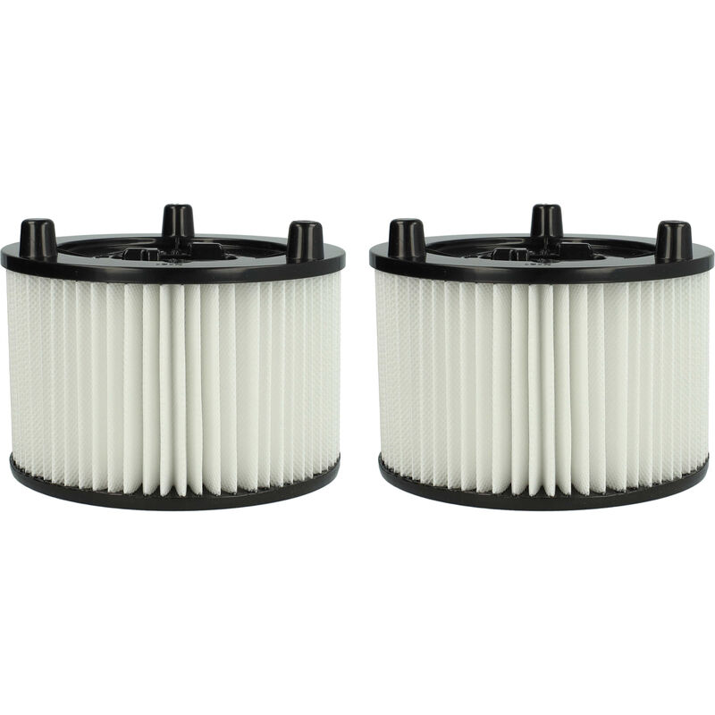 Set 2x Replacement Filters compatible with Bosch AdvancedVac 20 Wet and Dry Vacuum Cleaner - Cartridge Filter, paper / plastic, White - Vhbw