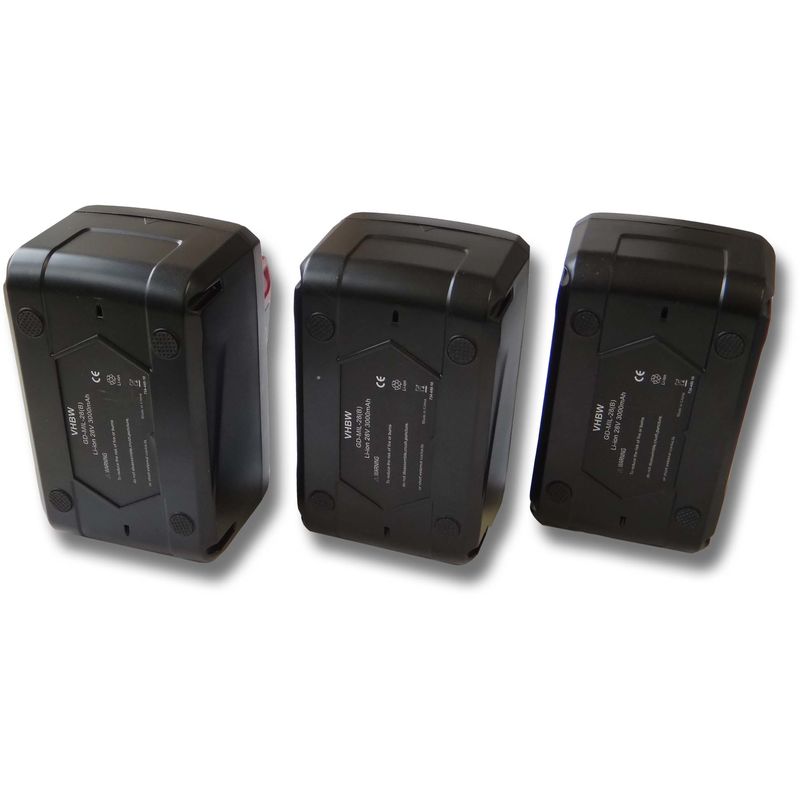 

set 3x batería Li-Ion 4000mAh (28V) para herramientas Milwaukee V28 H martillo perforador a batería etc. y 48-11-1830, 48-11-2830, 48-11-2850. - Vhbw