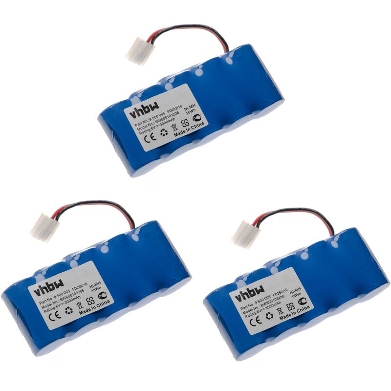 

Set 3x baterías Ni-MH 3000mAh (6V) para herramientas Bosch Roll-Lift, Somfy D14, K8, K10 como 9 500 005, 9000163, FD252/10, 8781105908. - Vhbw