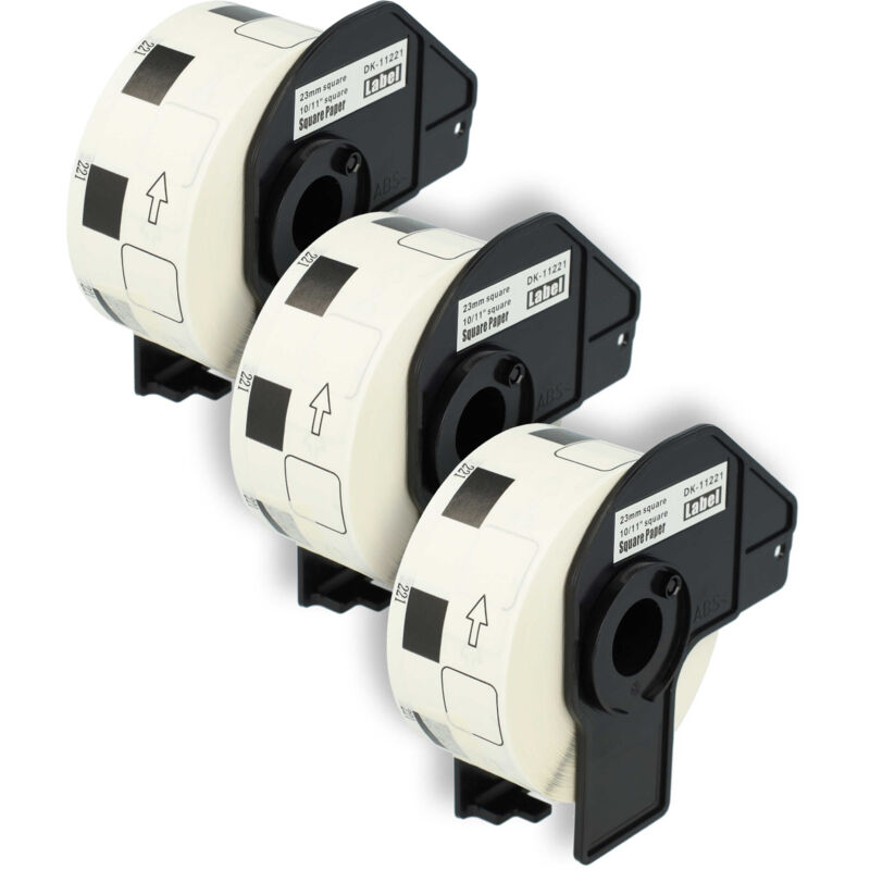 Vhbw - 3x Label Roll with Holder 23mm x 23mm (1000 Label) compatible with Brother pt QL500BS Label Maker - Premium White