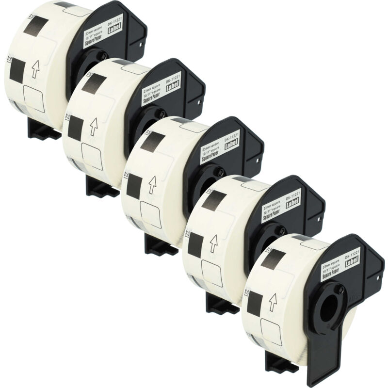 Vhbw - 5x Label Roll with Holder 23mm x 23mm (1000 Label) compatible with Brother pt QL500BS Label Maker - Premium White