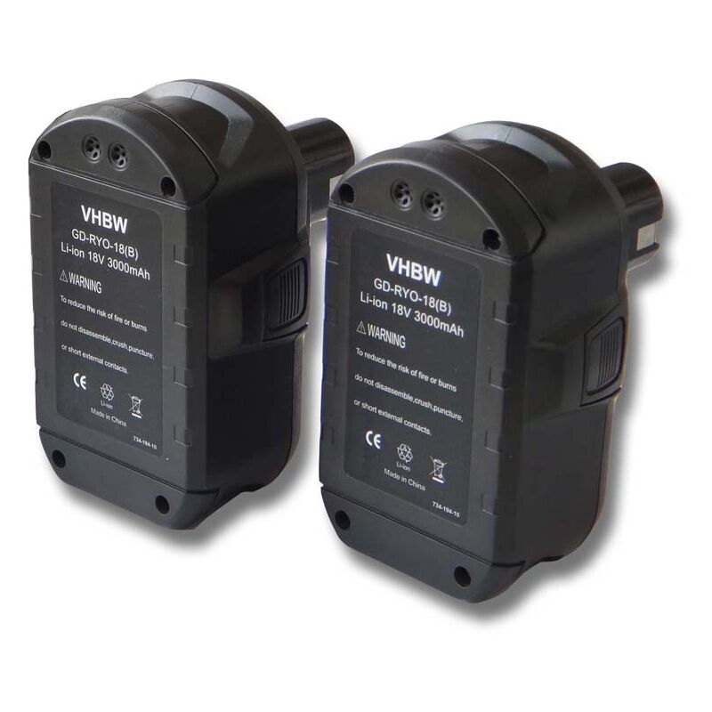 

2x Batería recargable compatible con Ryobi P2060, P208B, P210, P2100, P2102, P2105, P211, P220 herramientas eléctricas (3000 mAh Li-Ion 18 V) - Vhbw