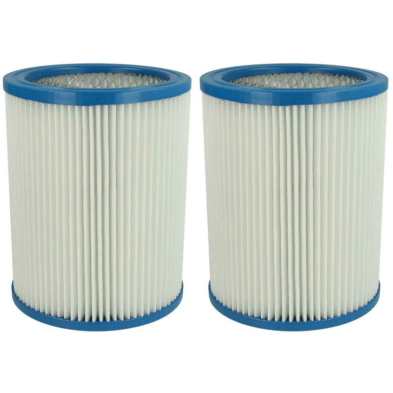 Image of vhbw set da 2x filtro a pieghe piatte compatibile con Fein Dustex 25, 40 aspiratore umido/secco - Cartuccia filtrante, carta / plastica, bianco