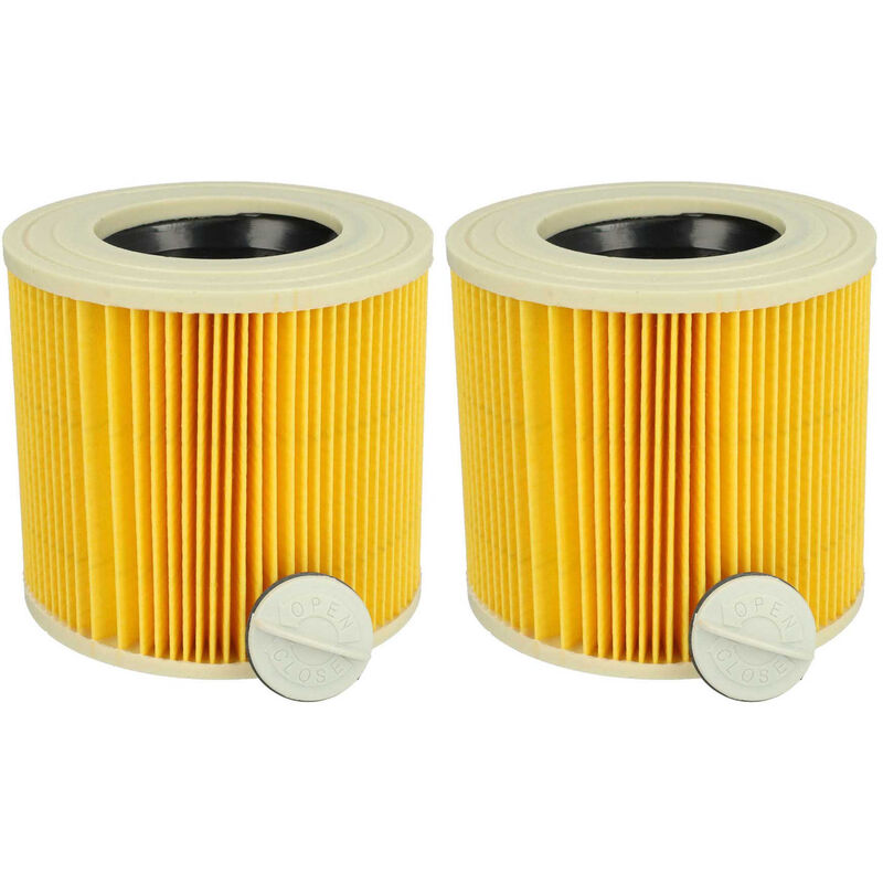 Image of Set da 2x filtro a pieghe piatte compatibile con Kärcher POWX321 aspirapolvere secco/umido aspiratore umido/secco - Cartuccia filtrante, giallo - Vhbw