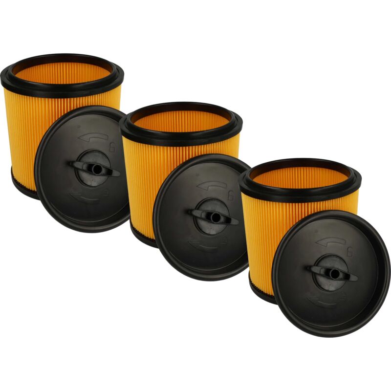 Image of Set da 3x filtro a pieghe piatte compatibile con Grizzly nts 1423-S Inox aspirapolvere - Cartuccia filtrante - Vhbw