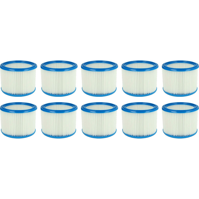 Vhbw - Set de filtres 10x Filtre plissé compatible avec Nilfisk Aero 20-01, 20-01 Inox, 20-11, 20-21 aspirateur à sec ou humide - Filtre à cartouche