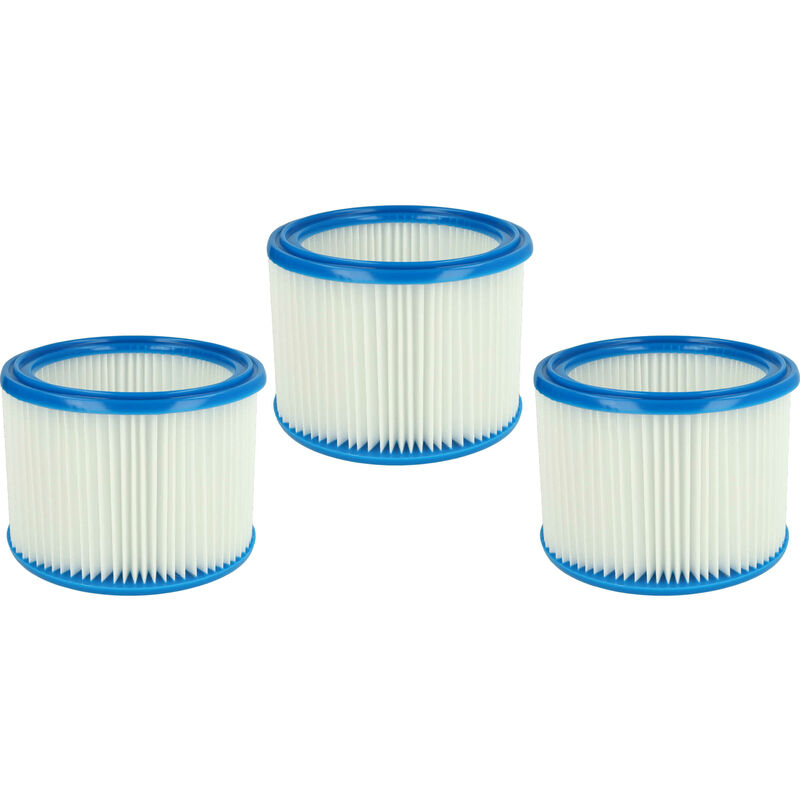 Vhbw - Set de filtres 3x Filtre plissé compatible avec Nilfisk Aero 21-01 pc Inox, 21-21 pc aspirateur à sec ou humide - Filtre à cartouche