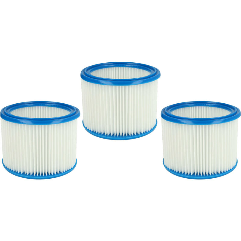 vhbw Set de filtres 3x Filtre plissé compatible avec Nilfisk Aero 21 / 21 INOX, 26, 31 INOX aspirateur à sec ou humide - Filtre à cartouche