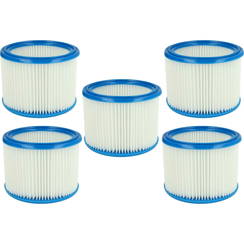 Vhbw - Set de filtres 5x Filtre plissé compatible avec Nilfisk Aero 20-01, 20-01 Inox, 20-11, 20-21 aspirateur à sec ou humide - Filtre à cartouche