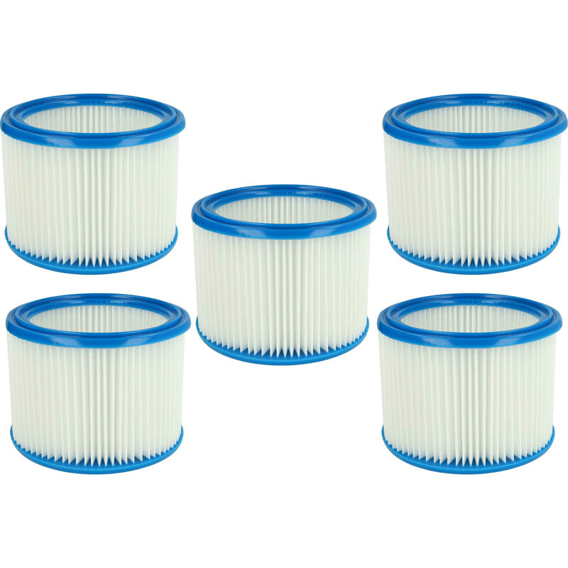 Vhbw - Set de filtres 5x Filtre plissé compatible avec Nilfisk / Alto / Wap Multi 20, 30 aspirateur à sec ou humide - Filtre à cartouche