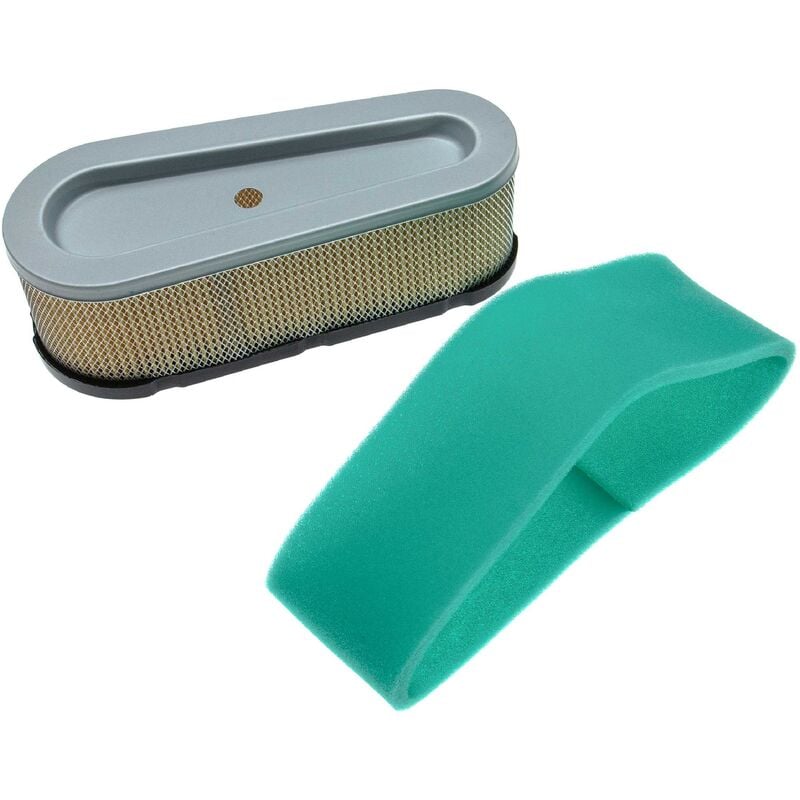

vhbw Set de filtros (1x filtro de aire de papel, 1x filtro de espuma) compatible con Briggs & Stratton 196700, 257700 Motor para tractor de césped