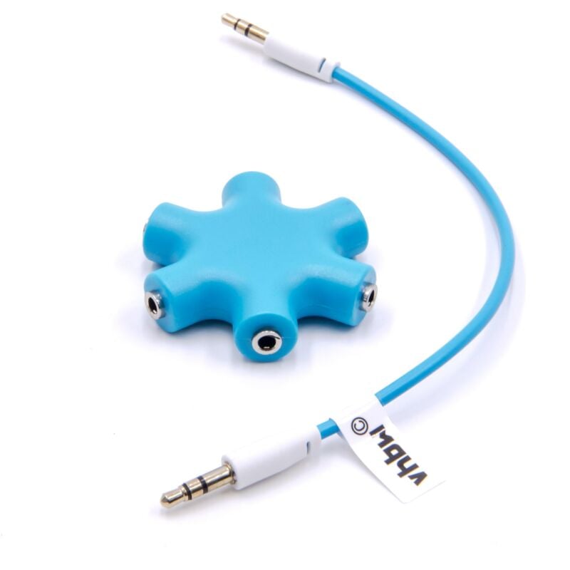 

Splitter audio, divisor, duplicador jack 5 vías AUX azul para auriculares, altavoces, tablets - Vhbw