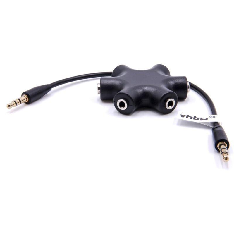 

Splitter audio, divisor, duplicador jack 5 vías AUX negro para auriculares, altavoces, tablets - Vhbw
