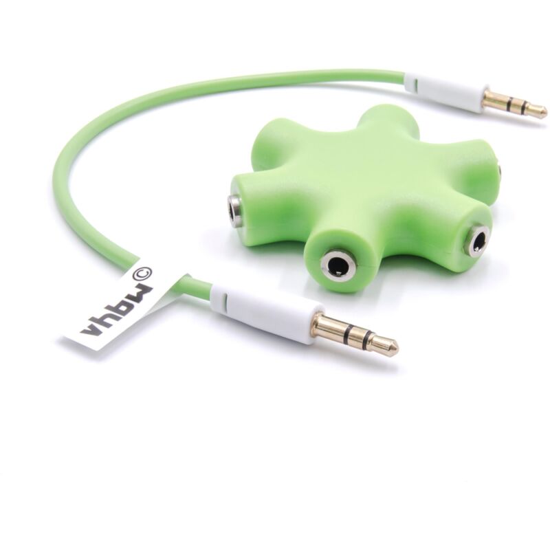 

vhbw Splitter audio, divisor, duplicador jack 5 vías AUX verde para auriculares, altavoces, tablets