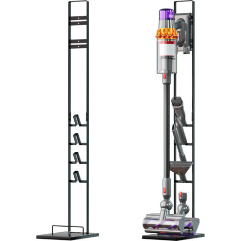 Vhbw – Support d'aspirateur compatible Dyson V15 Detect Absolute – Aluminium gris foncé – Pour 4 accessoires – Dimensions 22x29x127 cm